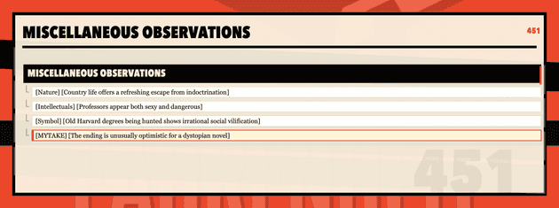 Note tree: Miscellaneous Observations